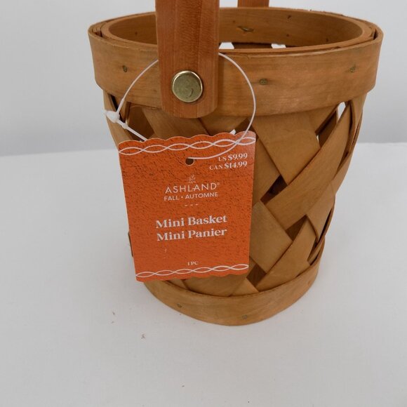 Set of 2 Ashland Fall Autumn Ash Chipwood Woven Mini Basket Wooden Handle New - Picture 6 of 12